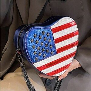 American Flag Heart Crossbody, American Flag Purse, Patriotic Purse, Heart Purse